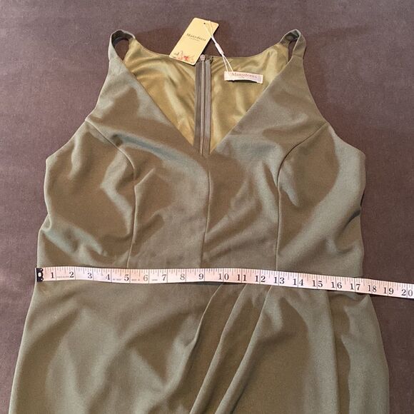 Women’s Green V-Neck Sleeveless Short Cocktail Party Dress Zip Back Size XL NWT - Picture 8 of 11